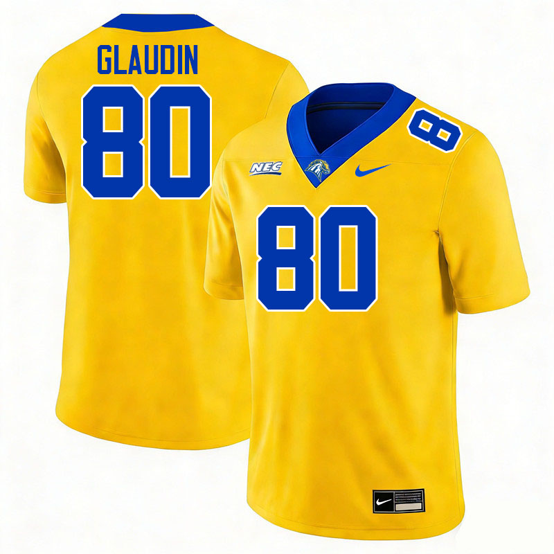 New Haven Chargers #80 Issac Glaudin College Football Jerseys,Uniforms Stitched-Gold